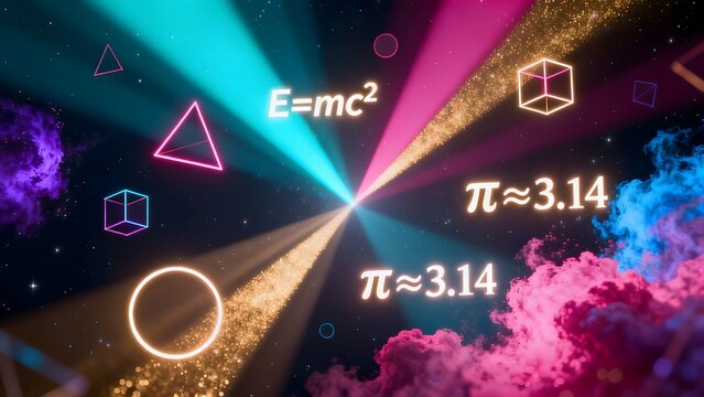 Cosmic space with math equations