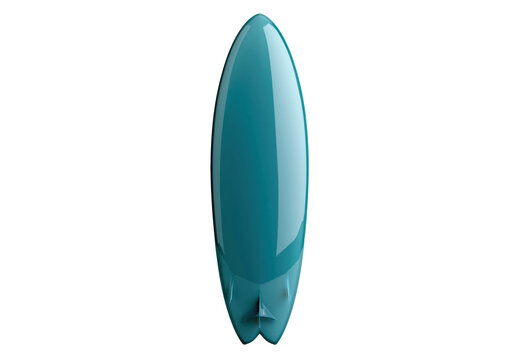 Teal surfboard fin cutout on transparent background