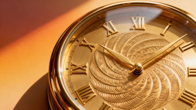 Golden clock with Roman numerals
