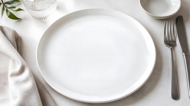 Clean White Plate Mockup Ideal for Food Photography and Menu Design