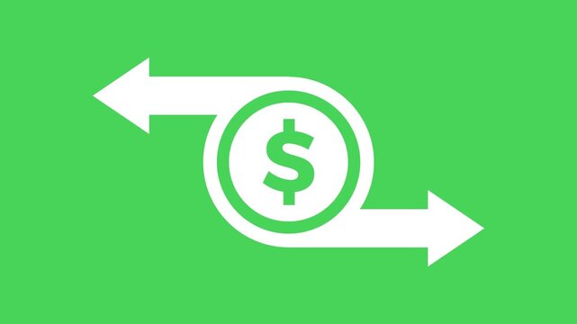 Animated Dollar Money Transfer Icon: Seamless Financial Transaction and Exchange Concept