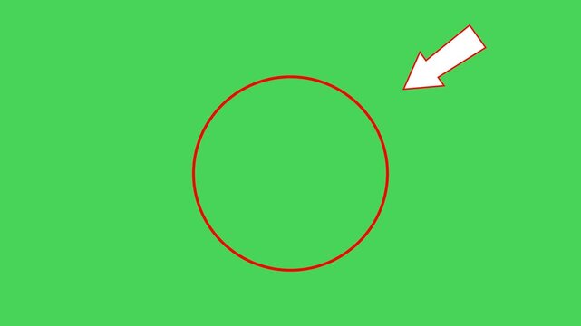 Animated Red Circle Focus Animation with Pointing Arrow on Green Screen Element