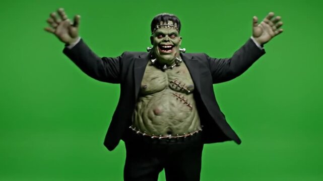 Happy Frankenstein  dancing green screen