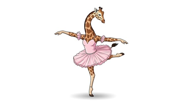 Ballerina in pink dress performing arabesque.