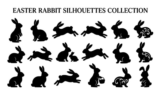 Vintage Easter Rabbit Silhouettes Collection for Seasonal Design