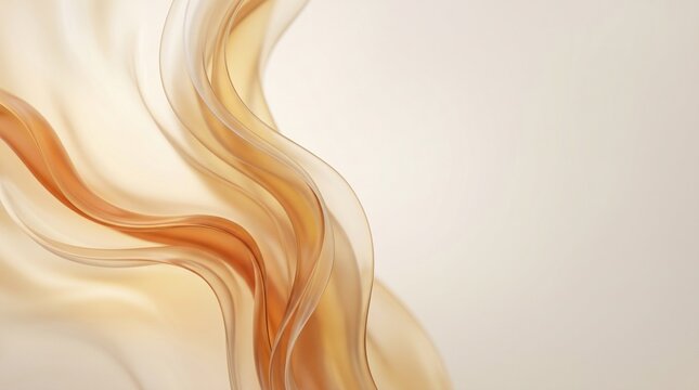 Elegant Abstract Flowing Liquid Waves with Golden Hues on a Soft Beige Background