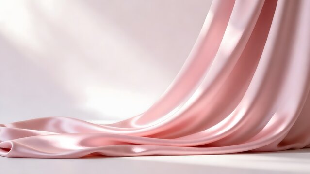 Pink satin fabric draped elegantly