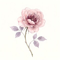 Fototapeta premium Elegant Wild Rose Watercolor Bloom In Soft Pastels For Stationery