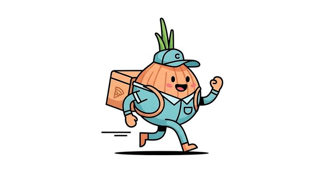 Cartoon character carrying a large package.
