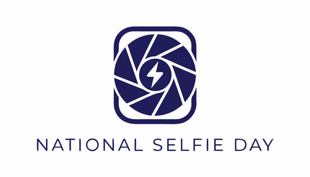 Dark blue camera shutter icon for national selfie day celebration