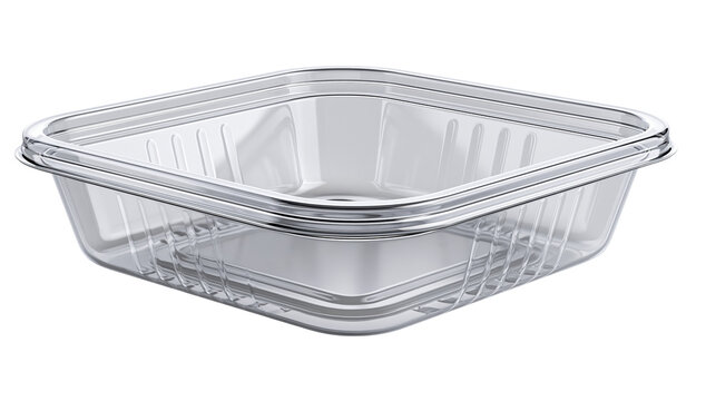 Transparent Plastic Food Container with Lid on Transparent Background