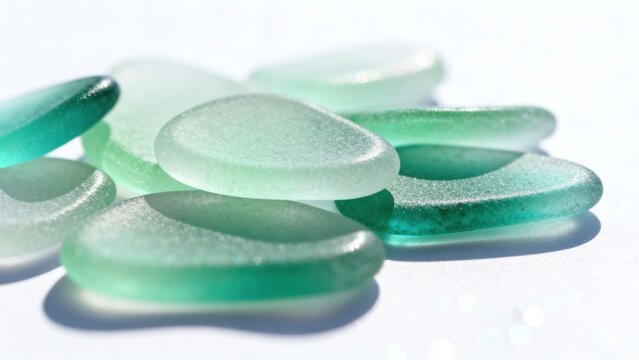 Smooth green sea glass pieces