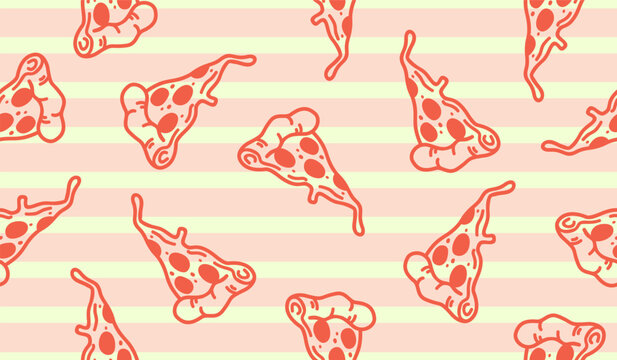 Cute pizza pattern background vector design