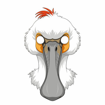 Pink roseate spoonbill bird mask vector illustration for kids party