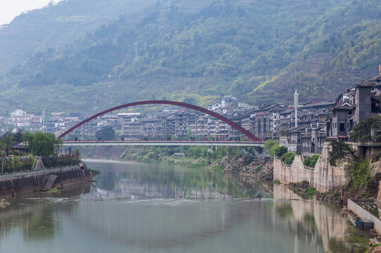 Red Arch Bridge over Chishui River in Maotai Town, Zunyi, China