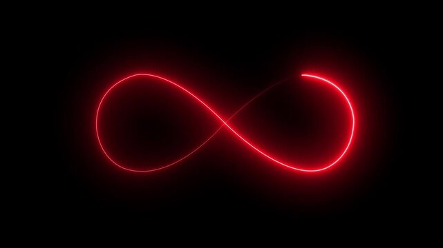 Glowing infinity sign seamless loop . Animation of seamless loop Neon glowing blue light isolated .Seamless loop animation.Eternity concept. double circle round animation.