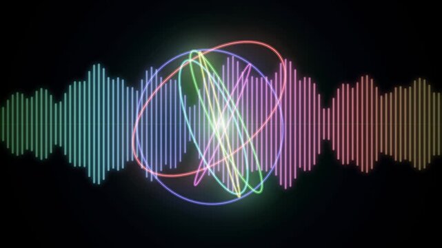 Multiple Interlocking Neon Rings Audio Spectrum Motion