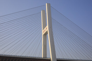 Fototapeta premium Nanpu Bridge Shanghai - Cable-Stayed Bridge Architectural Landmark