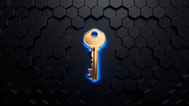 Golden key on hexagonal pattern