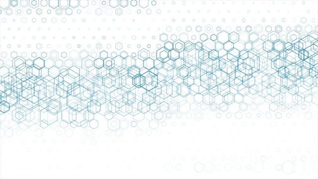 Geometric futuristic network background with abstract linear hexagons grid. Blue white polygonal motion design. Seamless loop. Video animation Ultra HD 4K 3840x2160