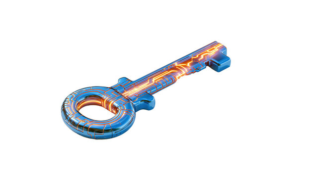 Futuristic sci-fi space ray gun with glowing orange energy