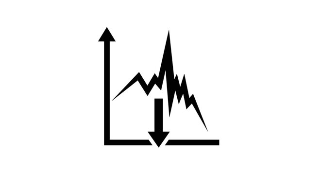 Graph chart with arrow pointing down.