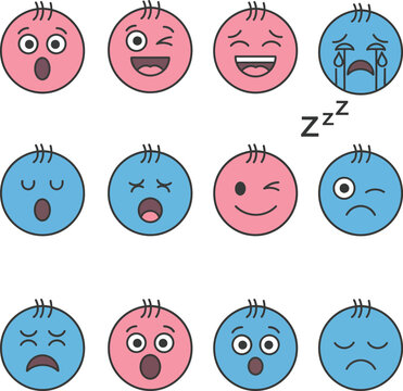 Blue cartoon face icon showing an angry or frustrated emotion