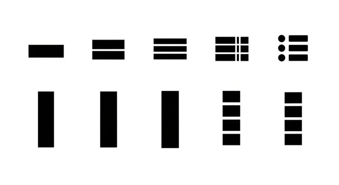 Collection of Hamburger Menu Icons and List Icons on White Background.