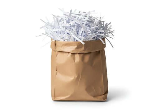 Brown Paper Bag Filled with White Paper Shreds