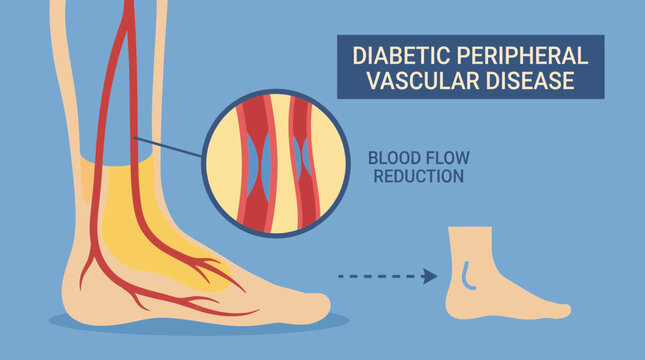 Diabetic Peripheral Vascular Disease Foot Blood Flow Reduction