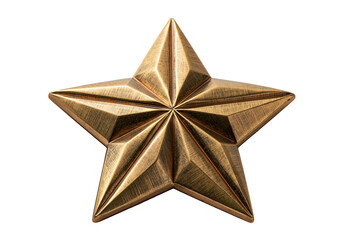Fototapeta premium Golden metallic star ornament on transparent background