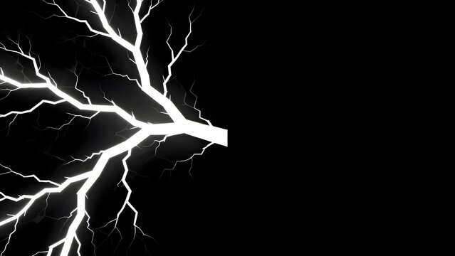 Lightning strikes on black background