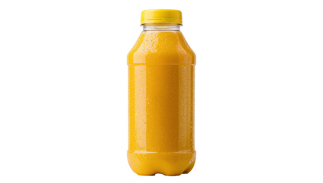 Juice bottle with orange drink on transparent background