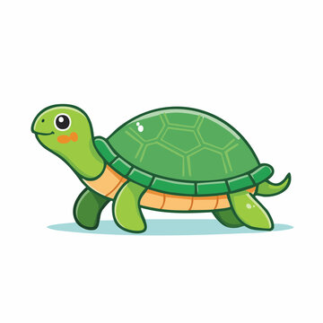 Cute cartoon turtle walking