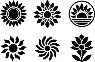 Fototapeta premium Sunflower & Sun Logo Collection - 6 Minimalist Sunshine Icons