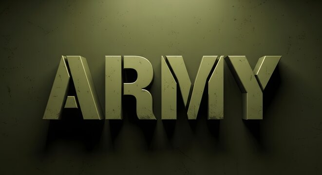 Army word in blocky military style font