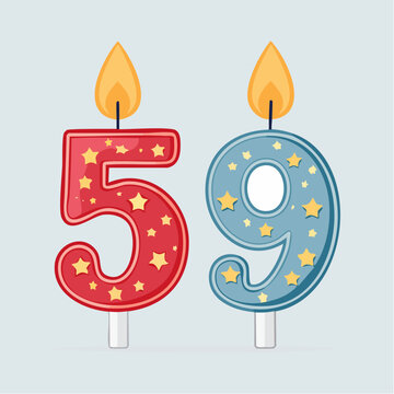 Birthday Candles Number 59 with Flames