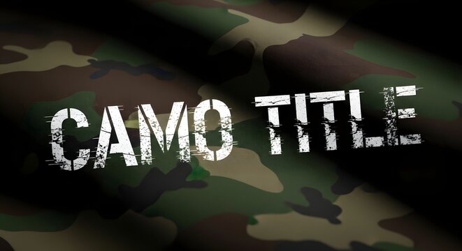 Camouflage pattern with distressed white text
