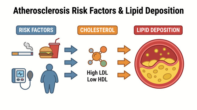 Atherosclerosis Risk Factors Cholesterol Lipid Deposition Diagram