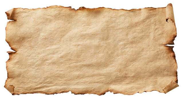 Vintage parchment paper fragment, torn edge background