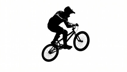 Naklejka premium Stunt Bicycle Rider Silhouette Performing Jump Trick Vector Illustration