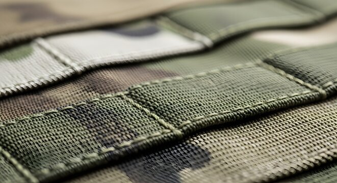 Macro view of military camouflage textile texture