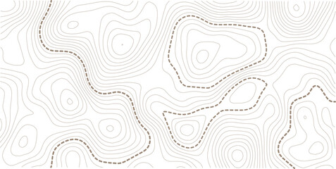 Mountain hiking trail over terrain. Contour background geographic grid. Vector Illustration © MdNayebAli
