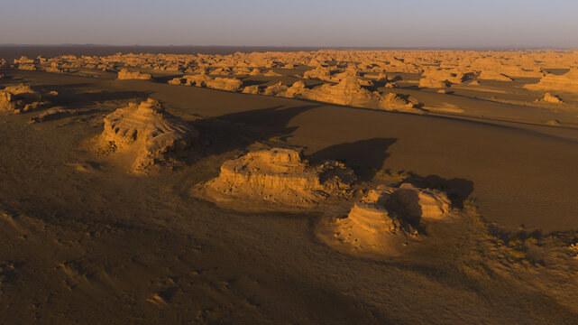 Sunset over Yadan Landforms in Dunhuang, Gansu, China