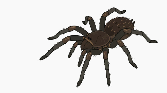 Detailed illustration of a tarantula spider with eight legs and hairy body isolated on a white background