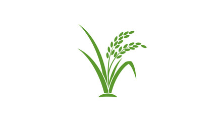 Obraz premium A simple green illustration of a rice plant stalk on a white background