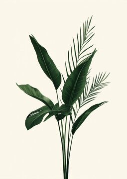 Elegant Tropical Leaves Poster on
Cream Background 