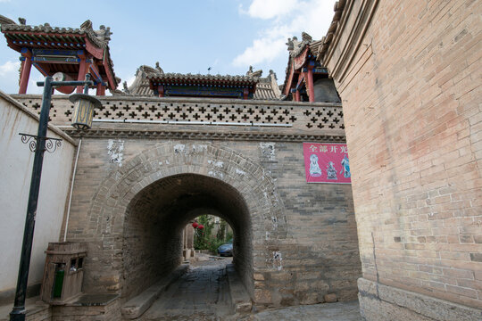 Historic Brick Archway and Pavilions in Nuanquan Ancient Town, Hebei, China