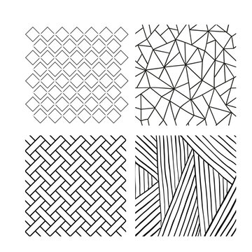 Abstract Hand Drawn Geometric Pattern Set Monochrome Minimalist Graphic Backgrounds for Creative Design Projects