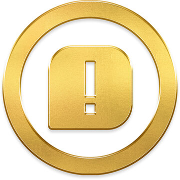 Gold msg sq error icon transparent metallic round circle badge